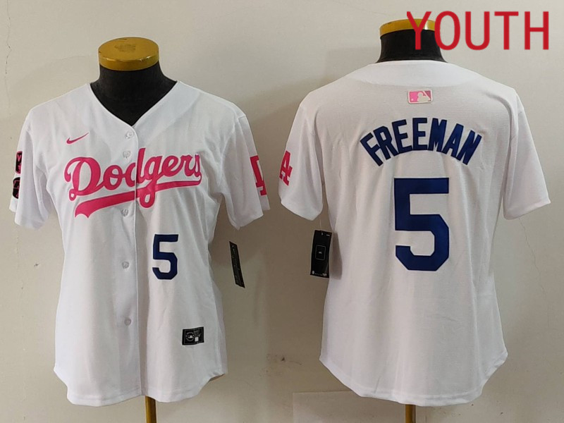 Youth Los Angeles Dodgers #5 Freeman White joint name 2024 Nike MLB Jersey style 9124